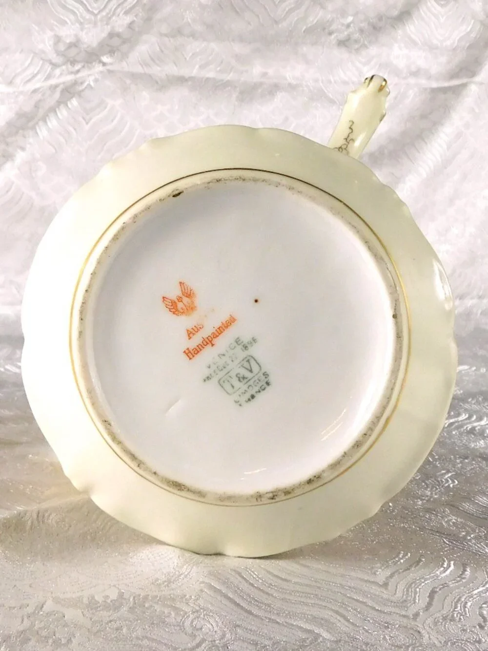 Tressemanes and Vogt Limoges Chocolate Pot with Raised Gold Trim # 27328